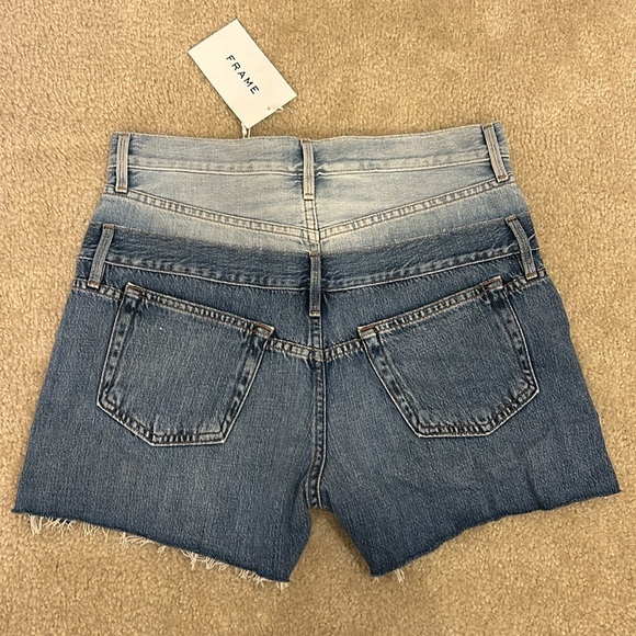 NWT FRAME Meadow Combo Layered Shorts Two Tone Color Block Size 28 - Picture 4 of 8
